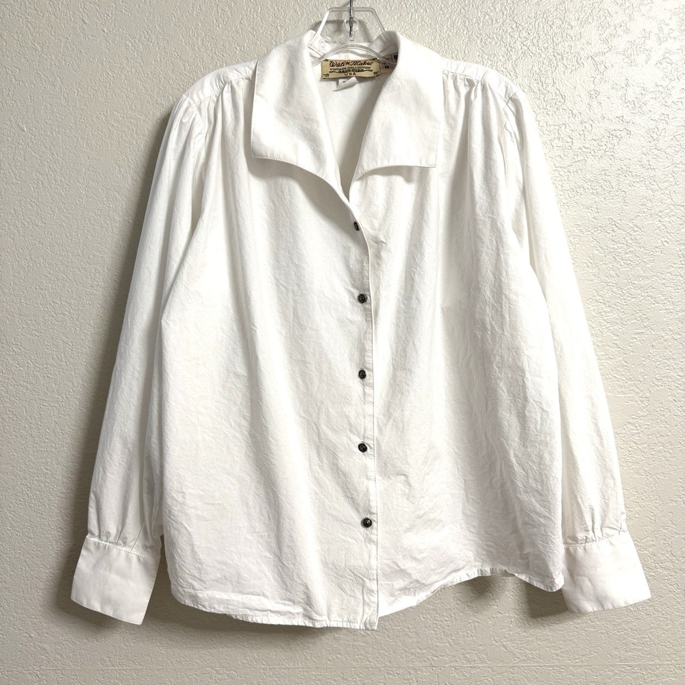 WAH Maker Shirt Womens M White Frontier Western Button Up Rodeo Cowgirl *